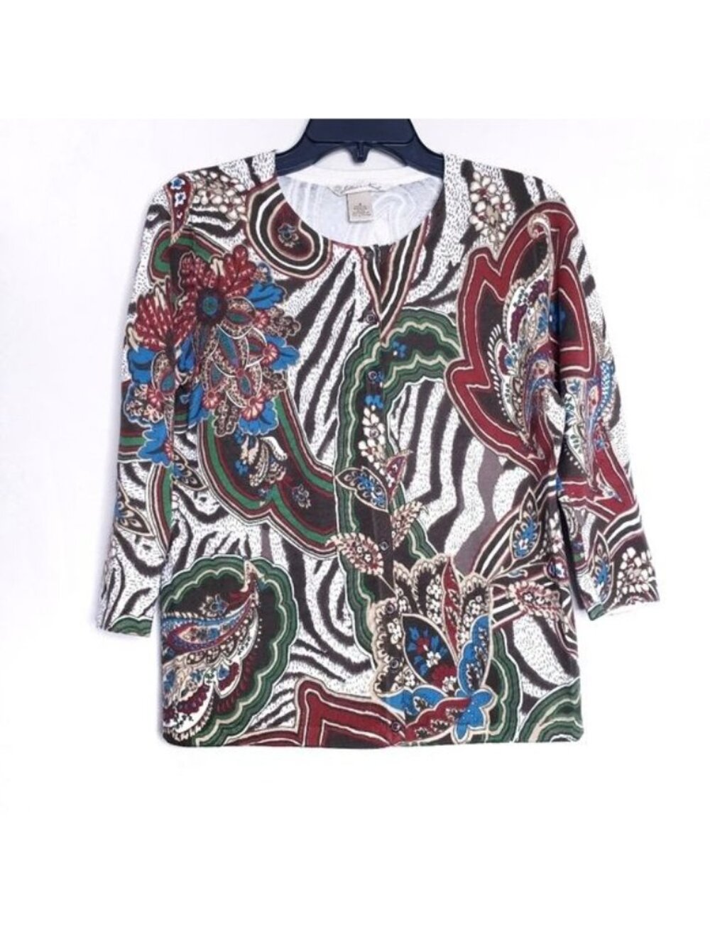 Jillian Nicole Brown Floral Paisley Button Front Cardigan Women's Size Medium